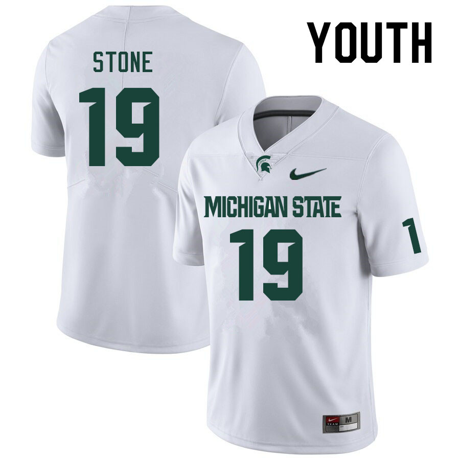 Youth #19 Jack Stone Michigan State Spartans College Football Jerseys Sale-White